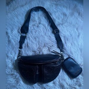 Madden NYC Sleek Black Crossbody Studded Bag